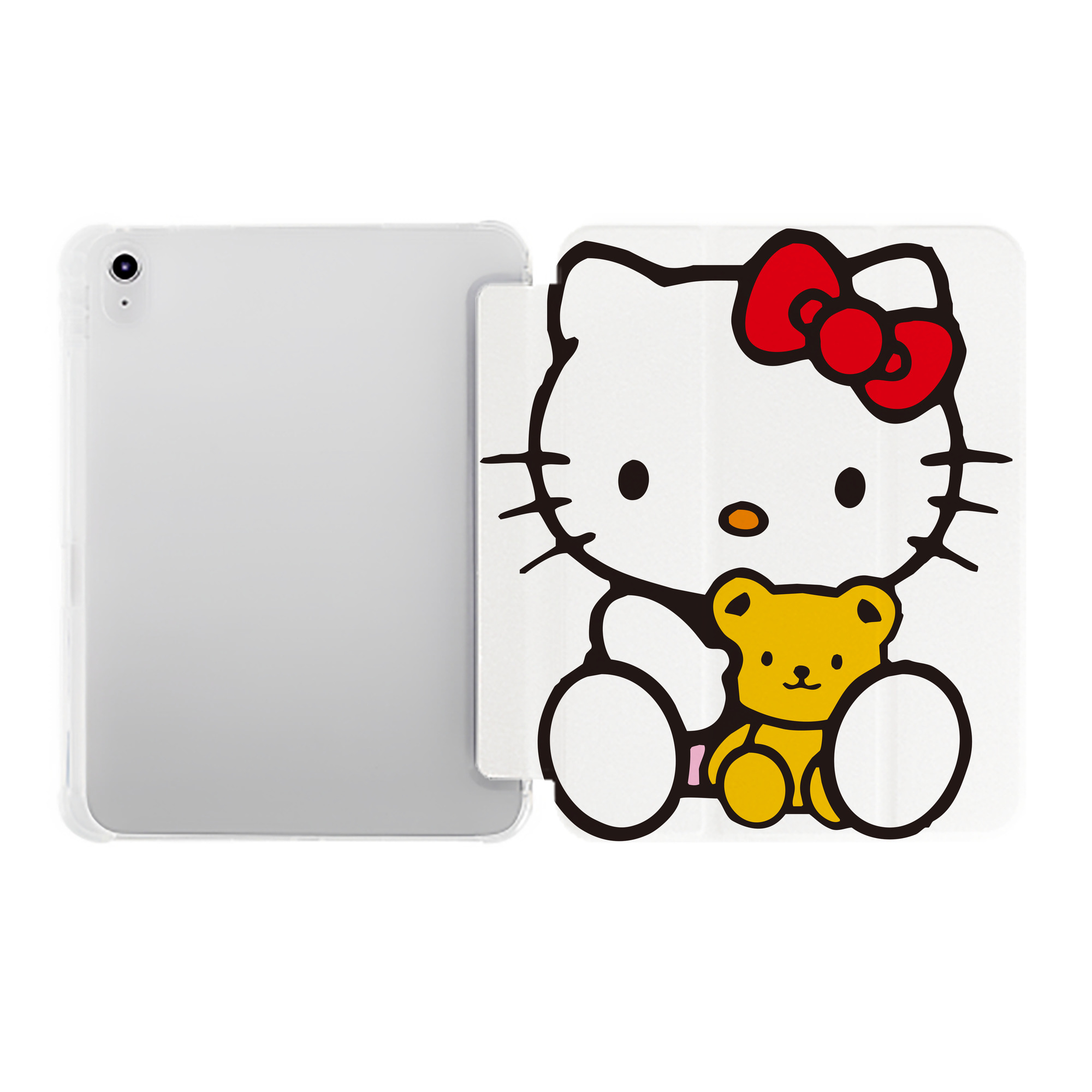 （画像用） Hello Kitty ハローキティ IPad ケース ペン収納付き 三つ折りスタンド PUレザー×シリコン 対応機種9.5/10.5/10.9インチ